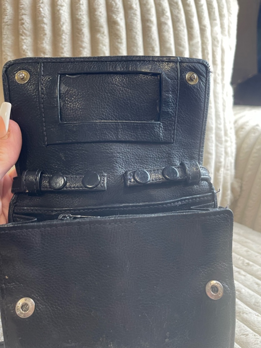 Tusk Black Leather Crossbody Bag Adjustable Strap Purse - Picture 6 of 10